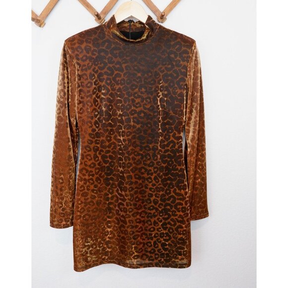 Cosmopolitan Dress the Population Alex Gold Metallic Animal Print Party Dress, L - Picture 6 of 12